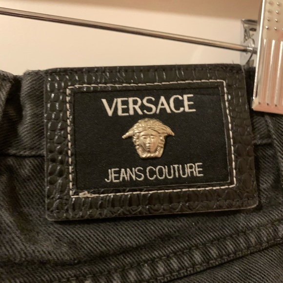 Versace High Waist Straight Leg Black Denim Jeans - Picture 6 of 15